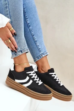 Stylowe Sneakersy Na Platformie Czarne Doriwa