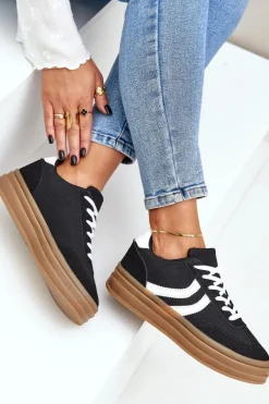 Stylowe Sneakersy Na Platformie Czarne Doriwa