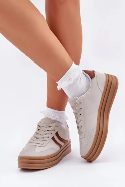 Stylowe Sneakersy Na Platformie Szare Doriwa