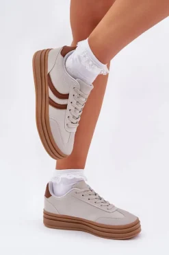 Stylowe Sneakersy Na Platformie Szare Doriwa