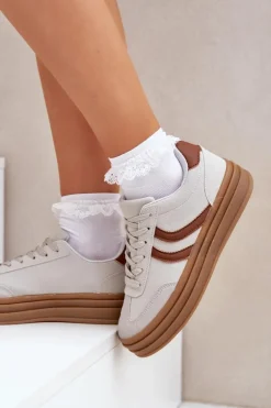 Stylowe Sneakersy Na Platformie Szare Doriwa