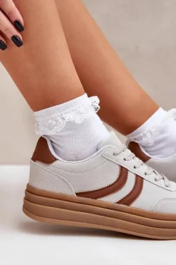 Stylowe Sneakersy Na Platformie Szare Doriwa