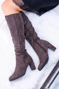 Szare Damskie Kozaki Zamszowe Sergio Leone KZ271