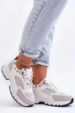 Sznurowane Buty Sportowe Na Platformie Białe Escape
