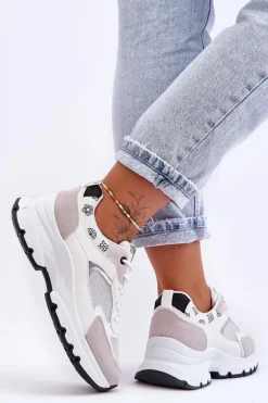 Sznurowane Buty Sportowe Na Platformie Białe Escape