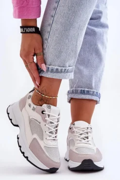 Sznurowane Buty Sportowe Na Platformie Białe Escape