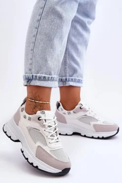 Sznurowane Buty Sportowe Na Platformie Białe Escape