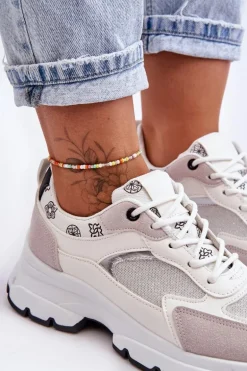 Sznurowane Buty Sportowe Na Platformie Białe Escape