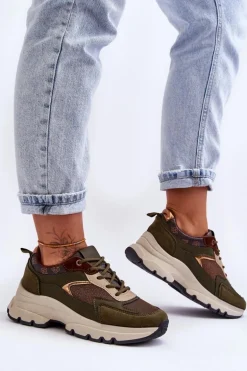 Sznurowane Buty Sportowe Na Platformie Zielone Escape