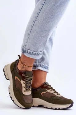 Sznurowane Buty Sportowe Na Platformie Zielone Escape