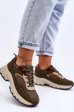 Sznurowane Buty Sportowe Na Platformie Zielone Escape