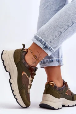 Sznurowane Buty Sportowe Na Platformie Zielone Escape