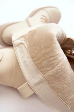 Sznurowane Ocieplane Kozaki Glany Przed Kolano Beżowe Bergdis