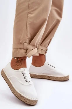 Sznurowane Trampki Espadryle Big Star LL274833 Białe