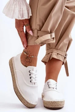 Sznurowane Trampki Espadryle Big Star LL274833 Białe