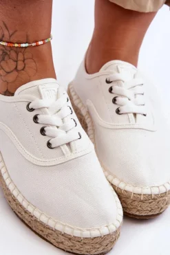 Sznurowane Trampki Espadryle Big Star LL274833 Białe