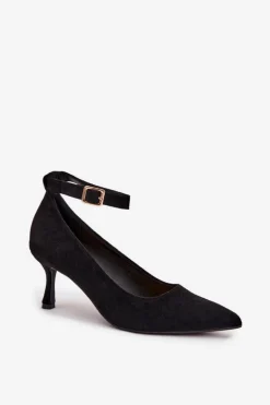 Szpilki Czółenka Z Eko Zamszu Czarne Devoria