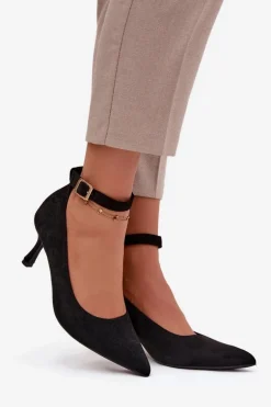 Szpilki Czółenka Z Eko Zamszu Czarne Devoria