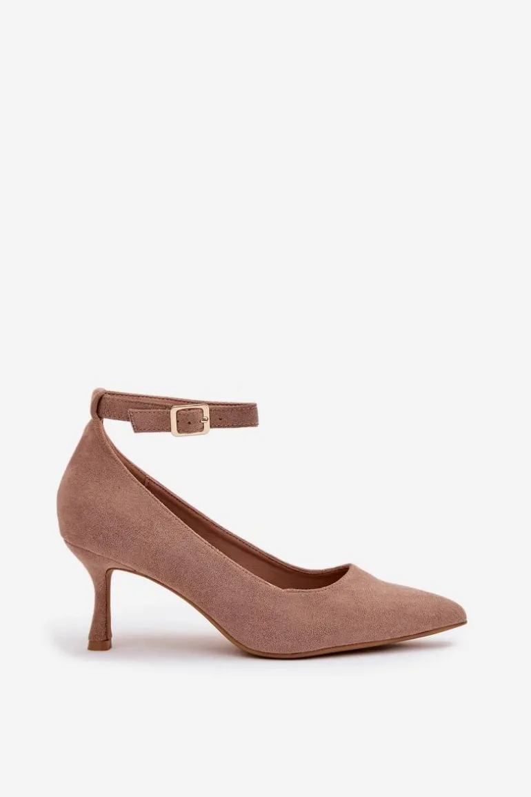 Szpilki Czółenka Z Eko Zamszu Ciemnobeżowe Devoria