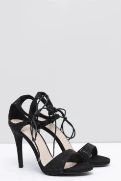 Szpilki Damskie Czarne z Cyrkoniami Belona