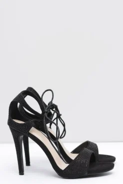 Szpilki Damskie Czarne z Cyrkoniami Belona