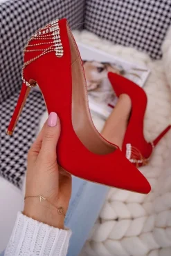 Szpilki Damskie Czerwone Zamszowe Imprezowe Pacardo