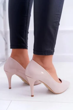 Szpilki damskie Sergio Leone Lakierowane Beżowe Greca