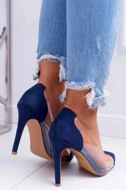 Szpilki Damskie Transparentne W Szpic Granatowe Live