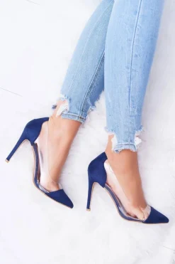 Szpilki Damskie Transparentne W Szpic Granatowe Live