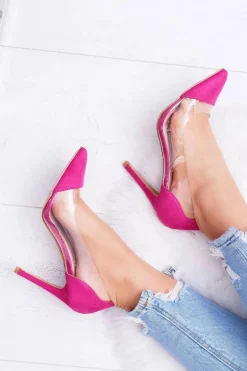 Szpilki Damskie Transparentne W Szpic Fuksja Live