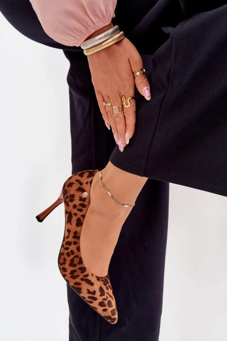 Szpilki Damskie W Panterkę Vinceza 62264 Brązowe