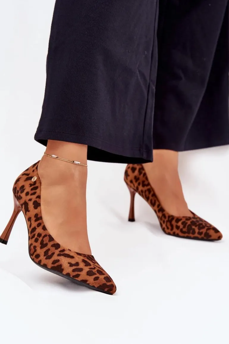 Szpilki Damskie W Panterkę Vinceza 62264 Brązowe