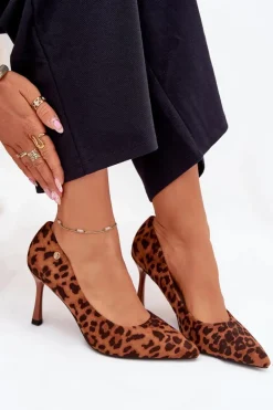 Szpilki Damskie W Panterkę Vinceza 62264 Brązowe