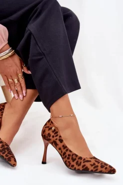 Szpilki Damskie W Panterkę Vinceza 62264 Brązowe