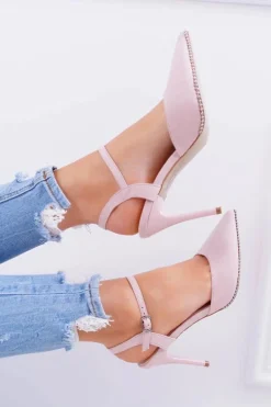 Szpilki Damskie W Szpic Lakierowany Obcas Różowe Trends