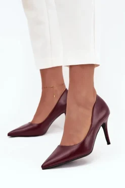 Szpilki Damskie Z Eko Skóry Bordowe Sivana