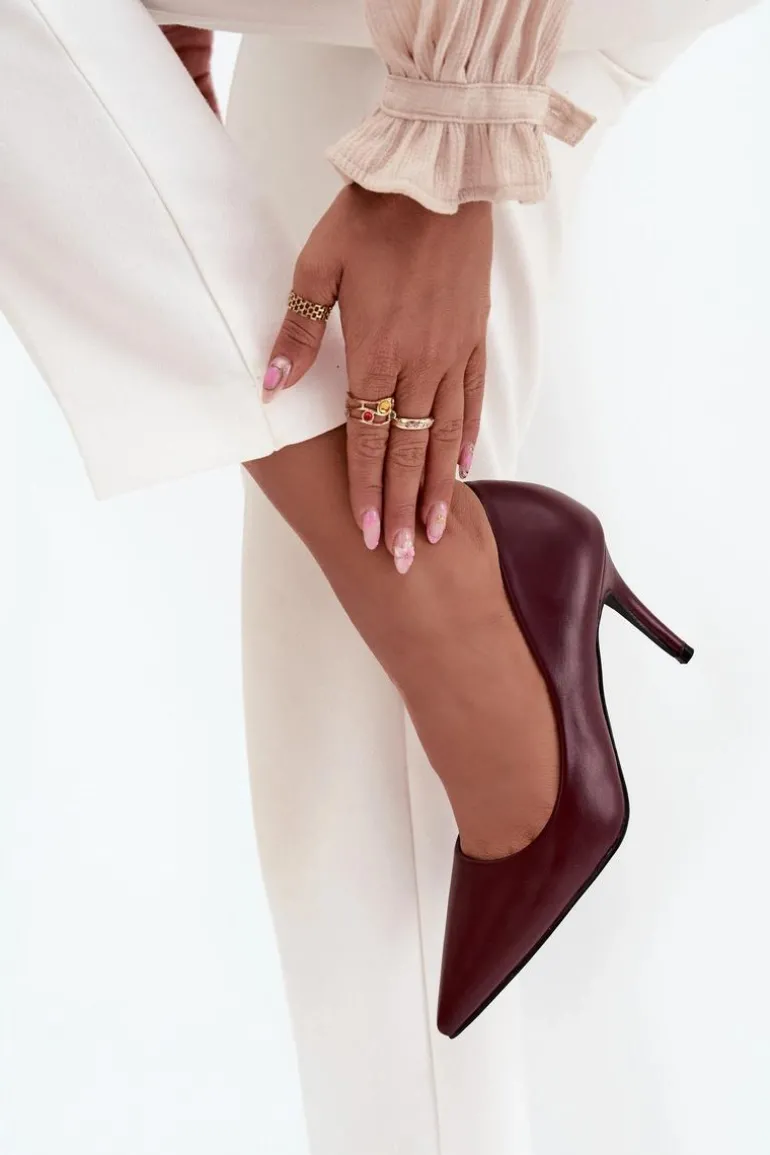 Szpilki Damskie Z Eko Skóry Bordowe Sivana