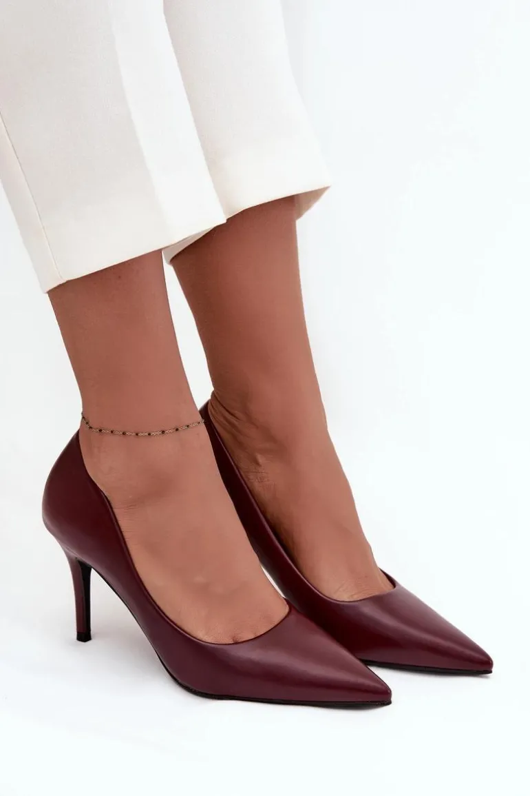 Szpilki Damskie Z Eko Skóry Bordowe Sivana