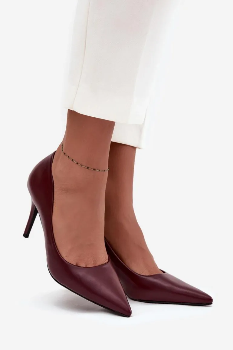 Szpilki Damskie Z Eko Skóry Bordowe Sivana