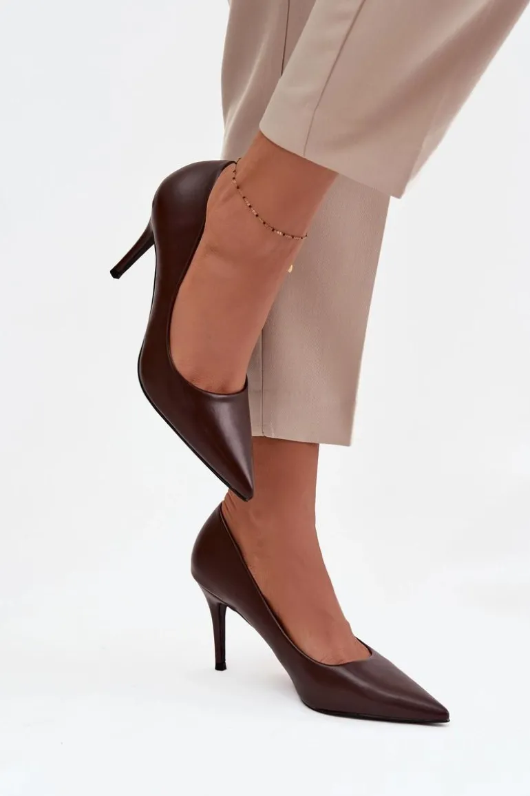 Szpilki Damskie Z Eko Skóry Czekoladowe Sivana