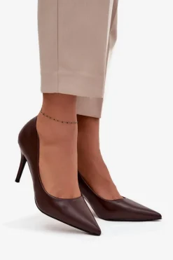 Szpilki Damskie Z Eko Skóry Czekoladowe Sivana