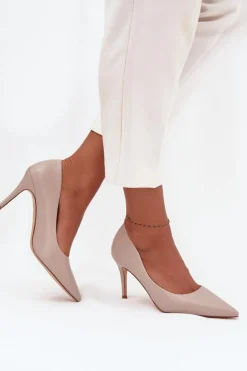 Szpilki Damskie Z Eko Skóry Beżowe Sivana