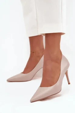 Szpilki Damskie Z Eko Skóry Beżowe Sivana