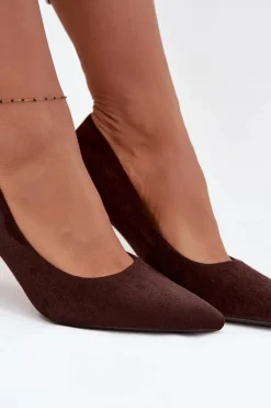 Szpilki Damskie Z Eko Zamszu Czekoladowe Elvessa