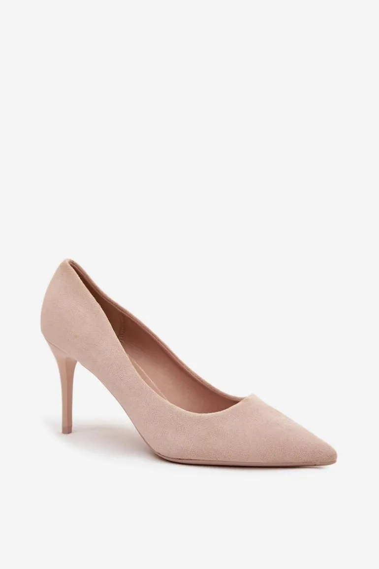 Szpilki Damskie Z Eko Zamszu Beżowe Elvessa