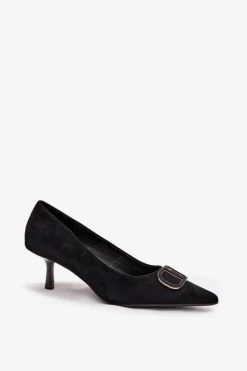 Szpilki Damskie Z Ozdobnym Detalem Czarne Amelora