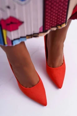 Szpilki Damskie Zamszowe Pomarańczowe Yanna