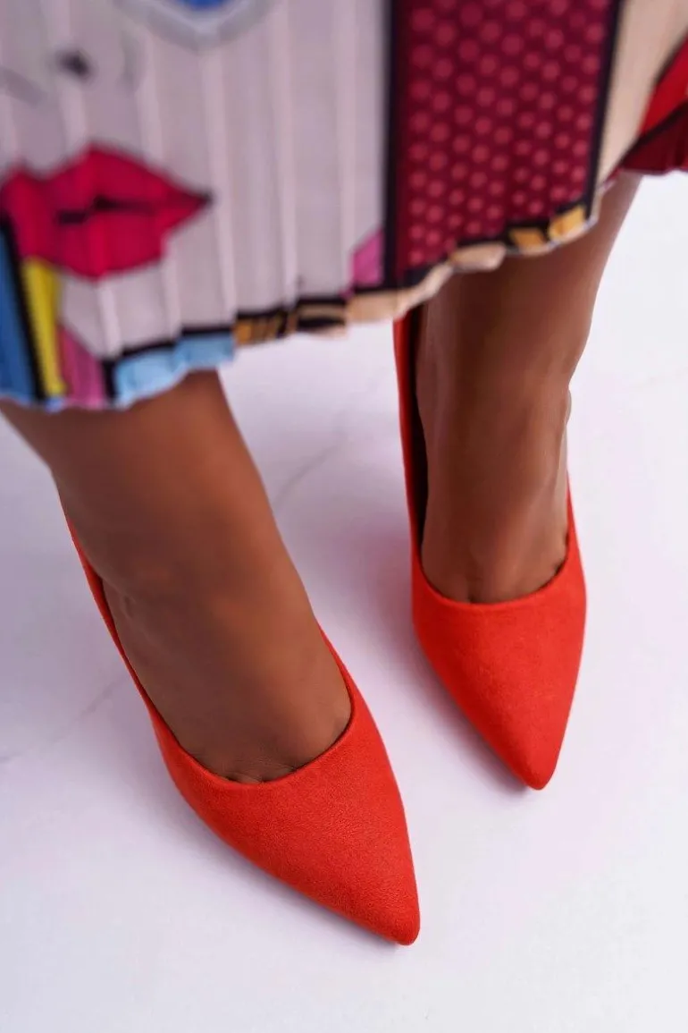 Szpilki Damskie Zamszowe Pomarańczowe Yanna