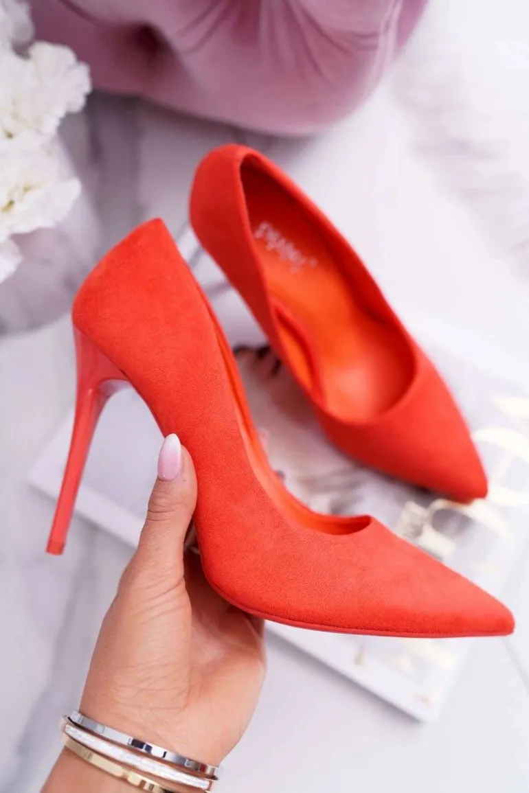 Szpilki Damskie Zamszowe Pomarańczowe Yanna