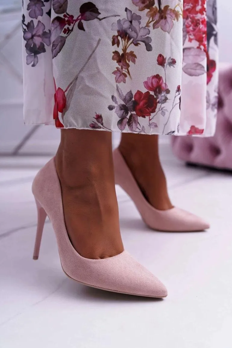 Szpilki Damskie Zamszowe Różowe Yanna